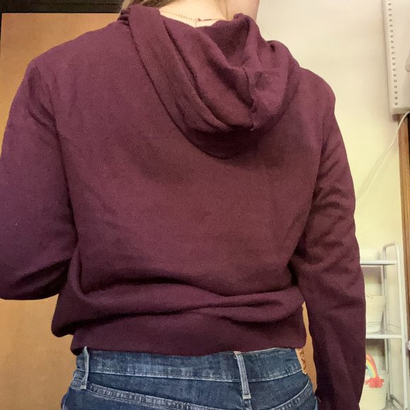 "Pink" Maroon Drawstring Hoodie Logo - Picture 2 of 4